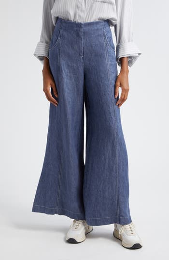 【MODERNIF】Tail Semi-Wide Denim Pants Dezsed Women's Loose Waistband High Waist Denim Jeans, Wide