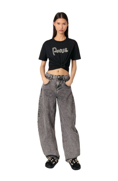 Maje Embroidered T-shirt In Black