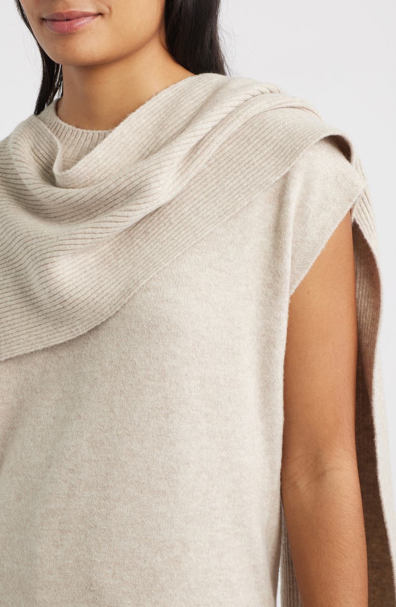 Wit & Wisdom Scarf Sweater, Alternate, color, Heather Oatmeal