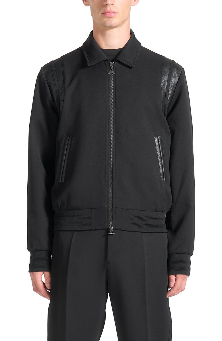 Manière De Voir Denis Tailored Varsity Jacket, Alternate, color, Black