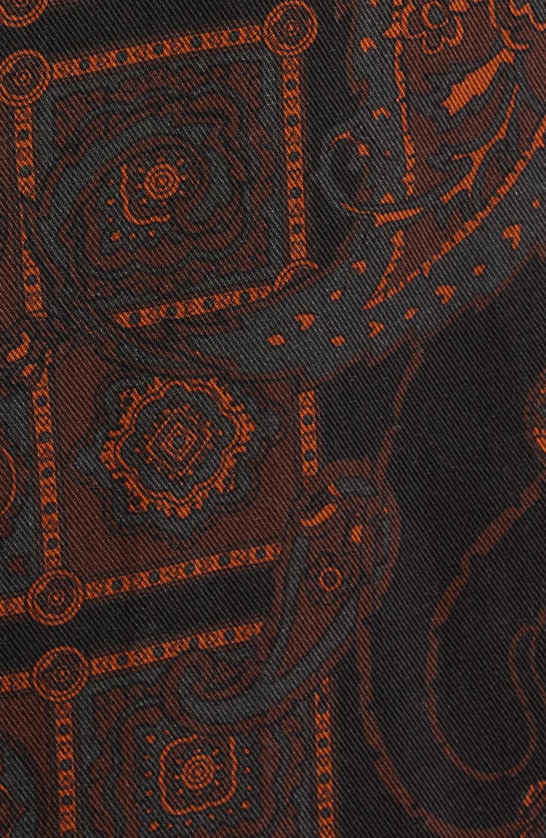 Wax London Didicot Geo & Paisley Print Lyocell Camp Shirt, Alternate, color, Black / Brown