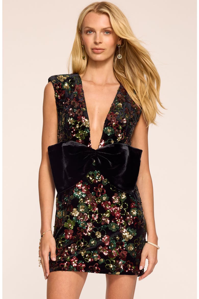 Kimberly Sequin Floral Bow Minidress, Alternate, color, FLORAL SEQUIN
