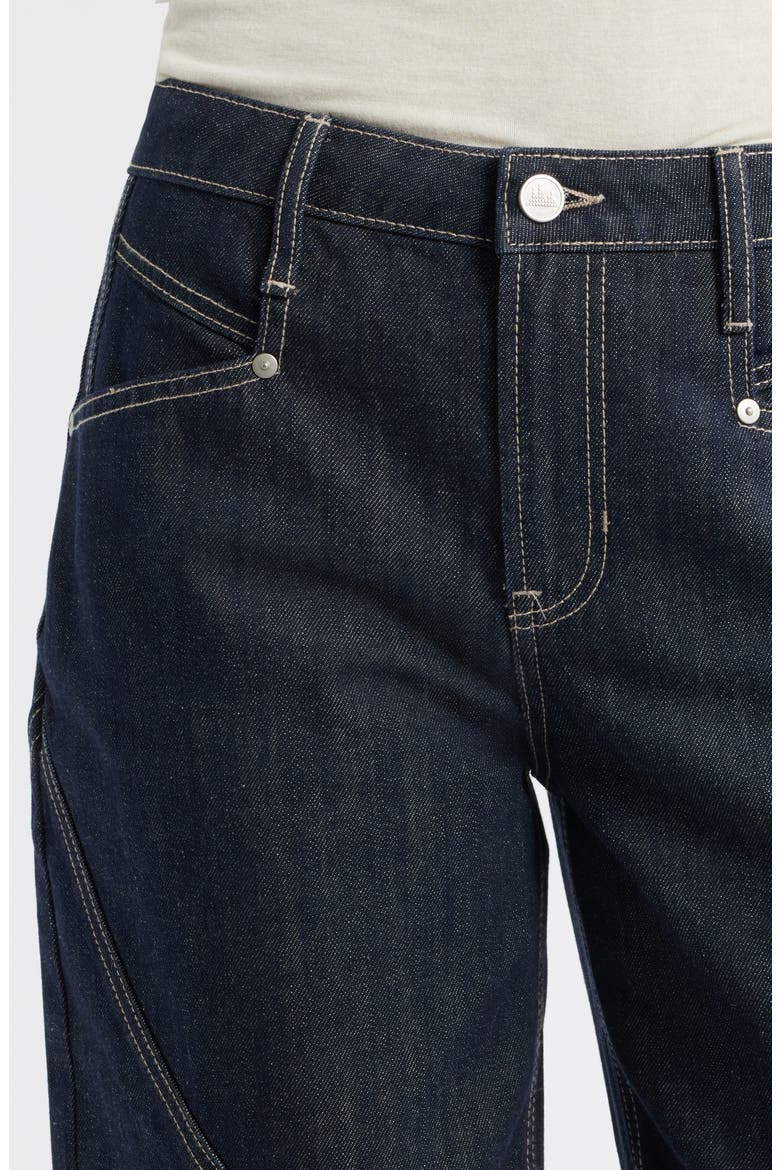 High Waist Spliced Seam Crescent Leg Jeans, Alternate, color, INDIGO