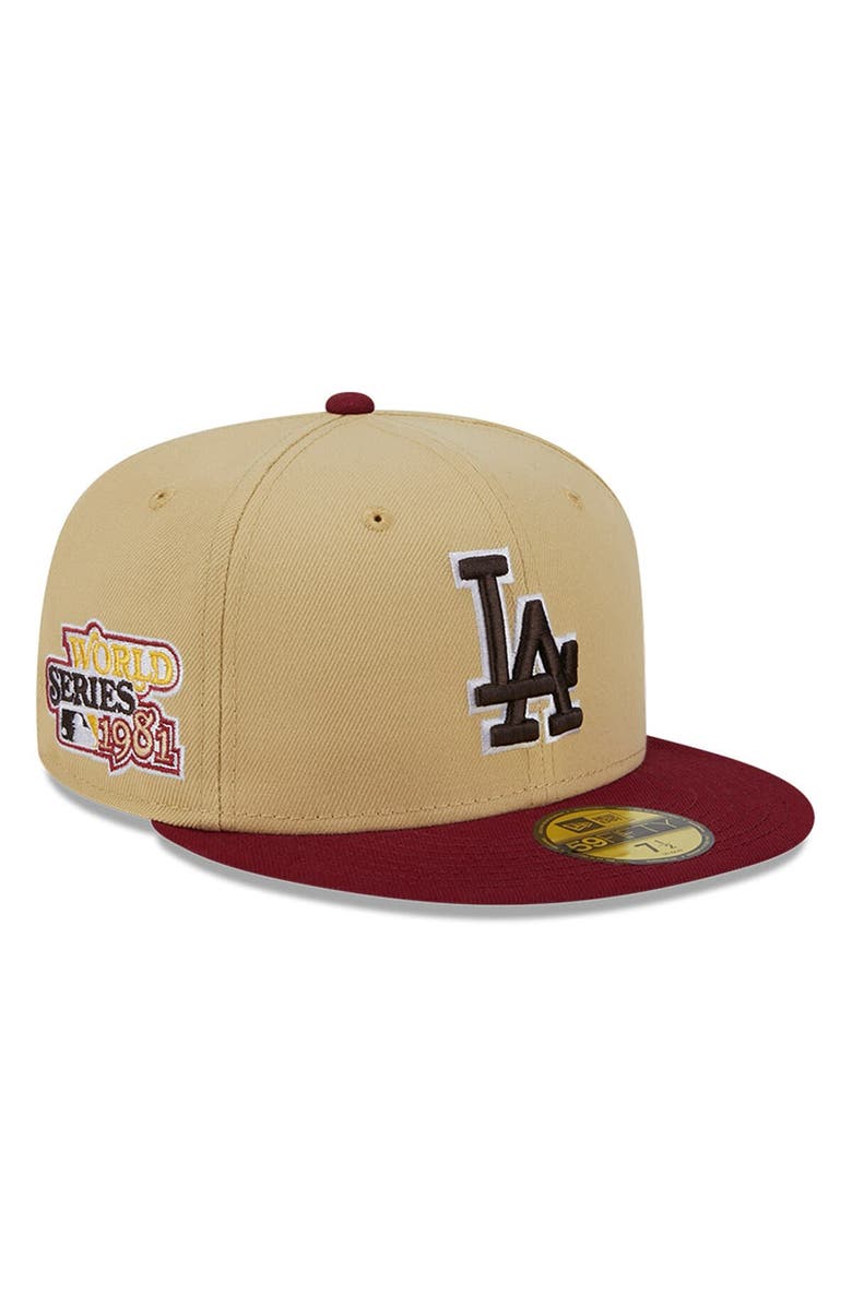 New Era Men's New Era Vegas Gold/Cardinal Los Angeles Dodgers 59FIFTY Fitted Hat, Main, color,