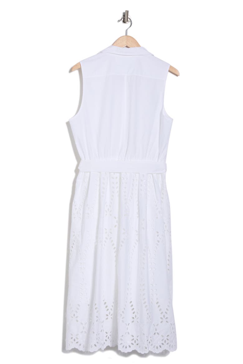 Embroidered Eyelet Sleeveless Cotton Shirtdress, Alternate, color, WHITE EYELET