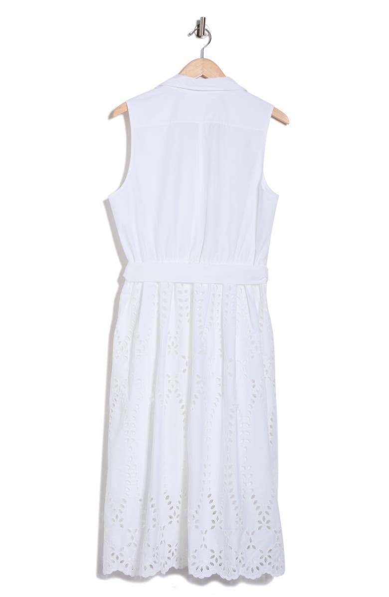 Frank & Eileen Embroidered Eyelet Sleeveless Cotton Shirtdress, Alternate, color, White Eyelet