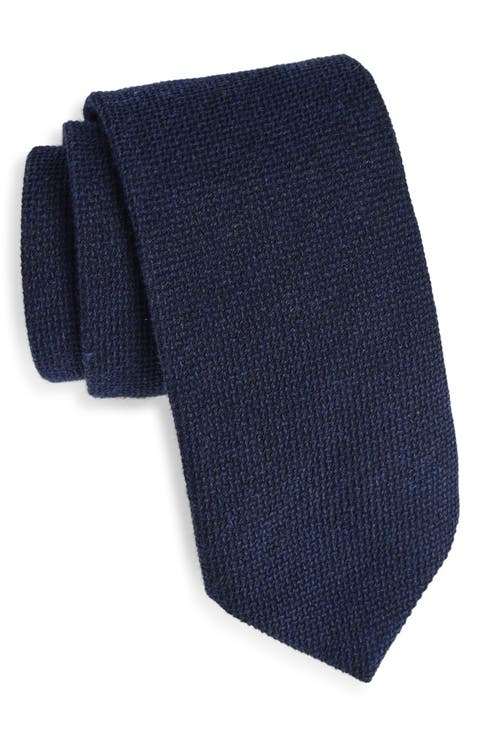 Navy Textured Wool & Silk Tie