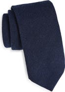 BOSS Navy Textured Wool & Silk Tie