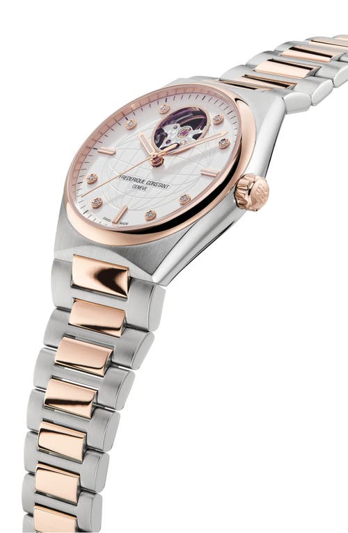 Frederique Constant Women's Swiss Automatic Highlife Diamond (1/20 Ct. T.w.) Two-tone Stainless Steel Bracelet Watch 34m In Two-tone