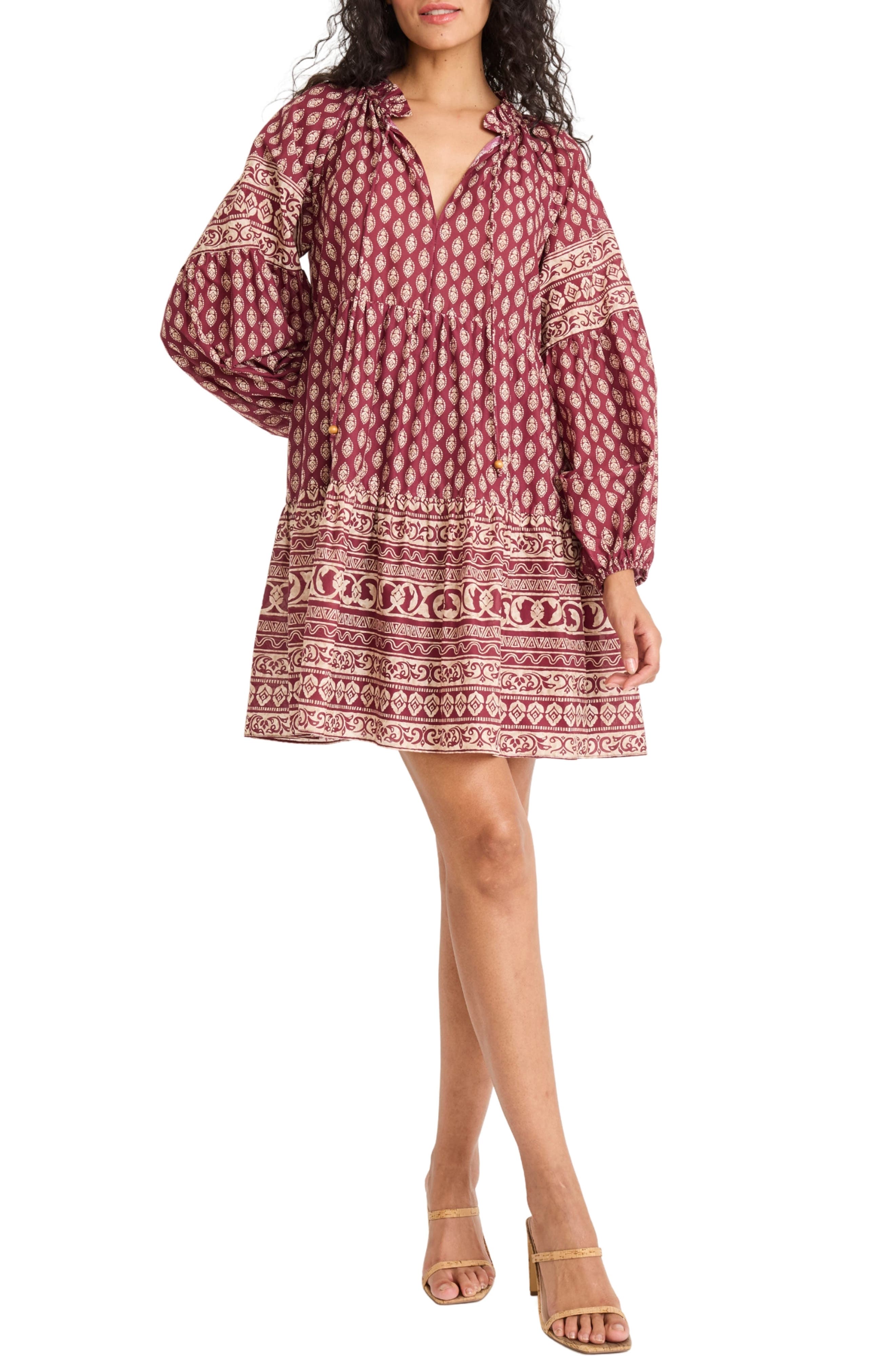 The Good Journey Long Sleeve Cotton Minidress