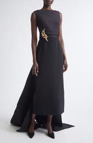 Carolina Herrera Back Bow Silk Faille & Viscose Column Dress