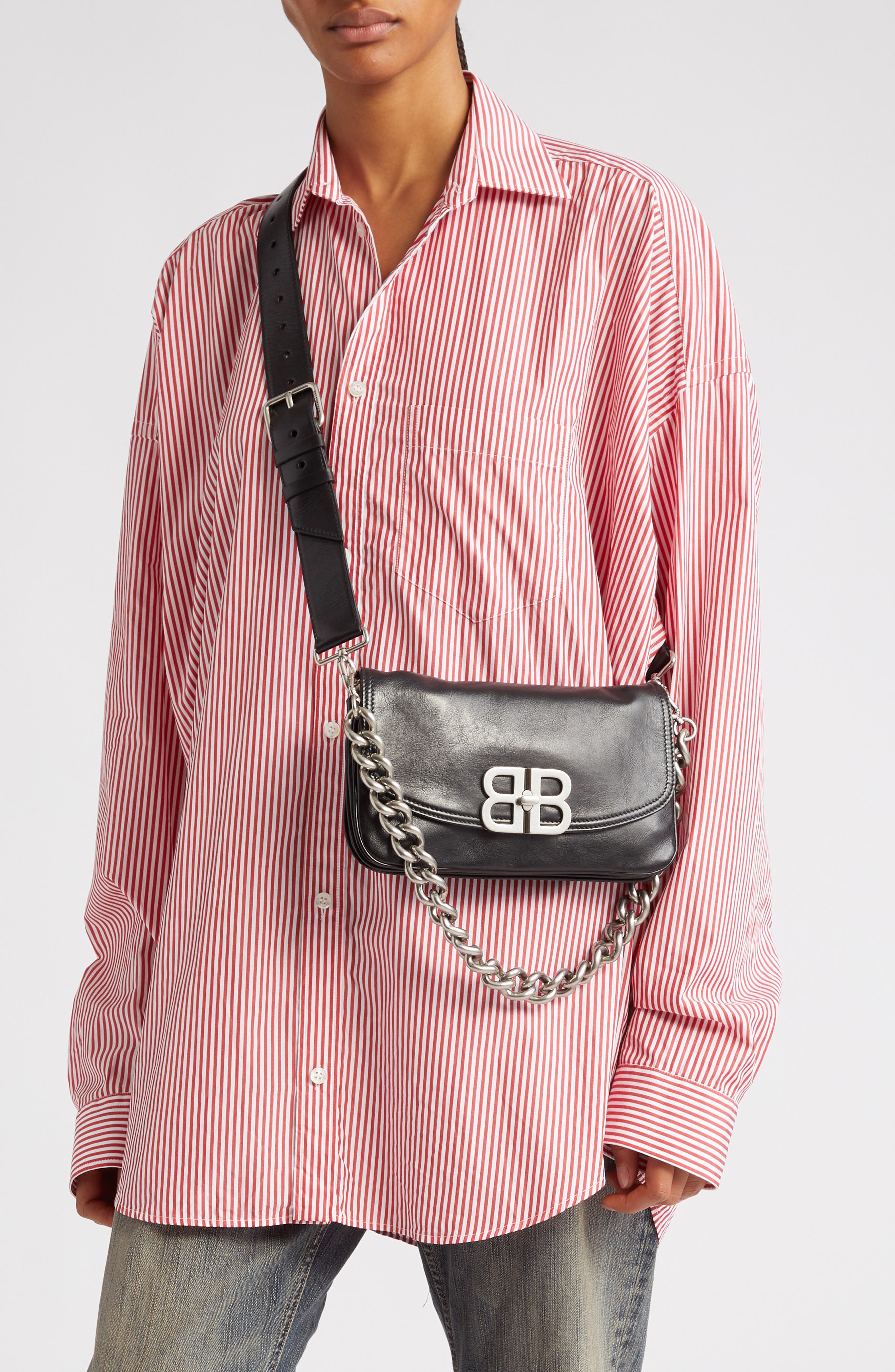 Balenciaga BB Soft Flap Leather Shoulder Bag, Alternate, color, 