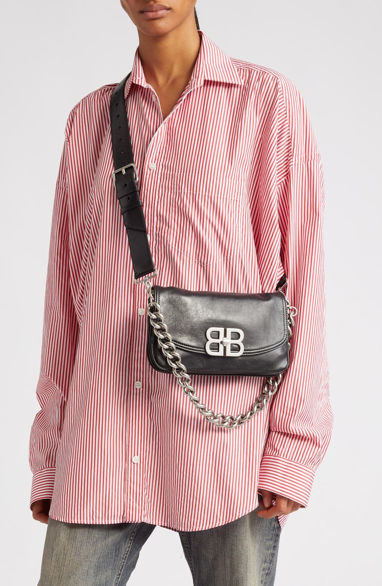 Balenciaga BB Soft Flap Leather Shoulder Bag, Alternate, color,