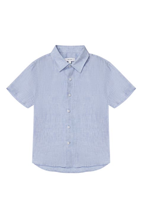 Kids' Holiday Jr. Short Sleeve Linen Button-Up Shirt (Little Kid & Big Kid)