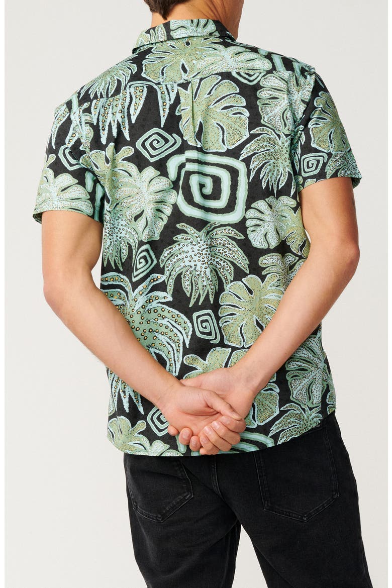 Barrel Killa Short Sleeve Cotton Button-Up Shirt, Alternate, color, WASHED BLACK