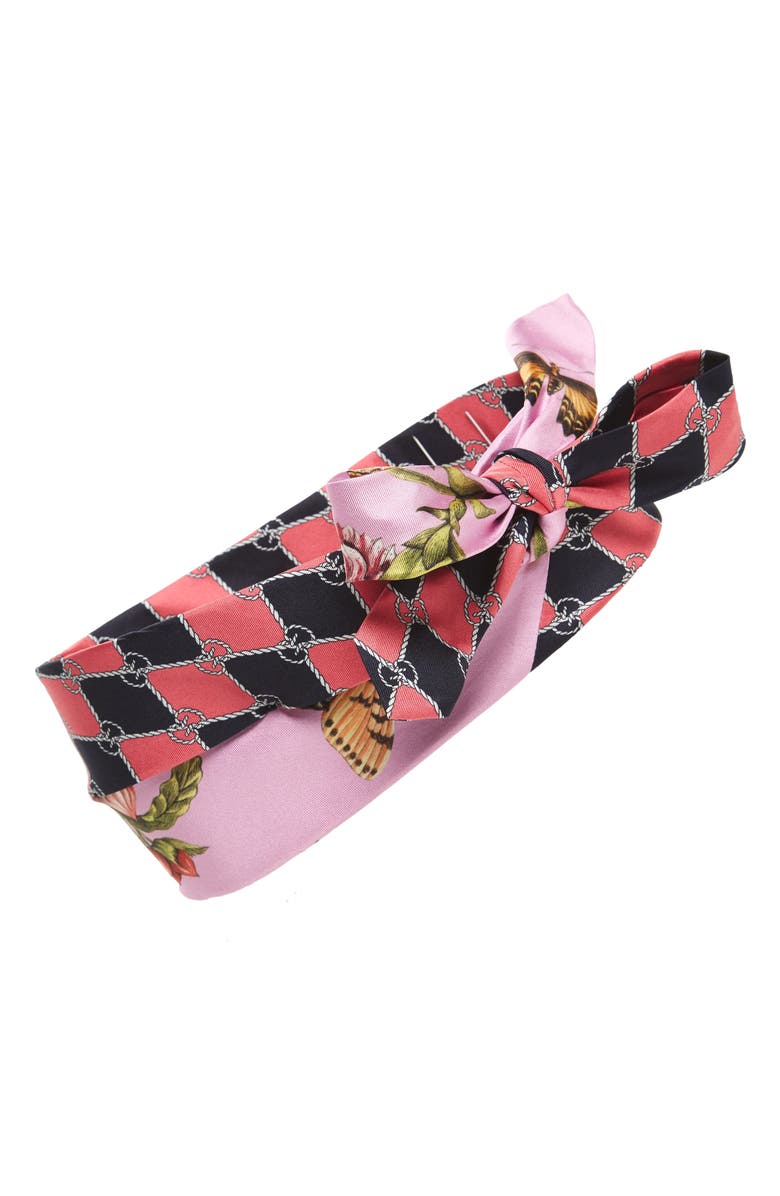 Gucci Botanic Chane Silk Headband, Main, color, 