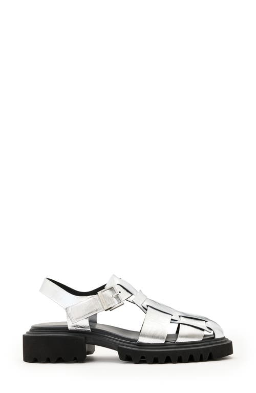 Allsaints Tess Lug Sole Fisherman Sandal In Silver