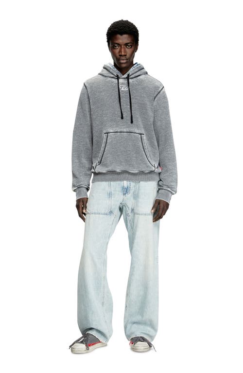 Diesel Hooded Sweater With Kangaroo Pocket And Ribbed Finish In Smoke/grey