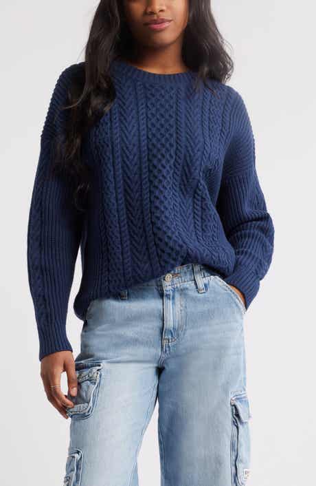Oversize Cotton Blend Cable Sweater