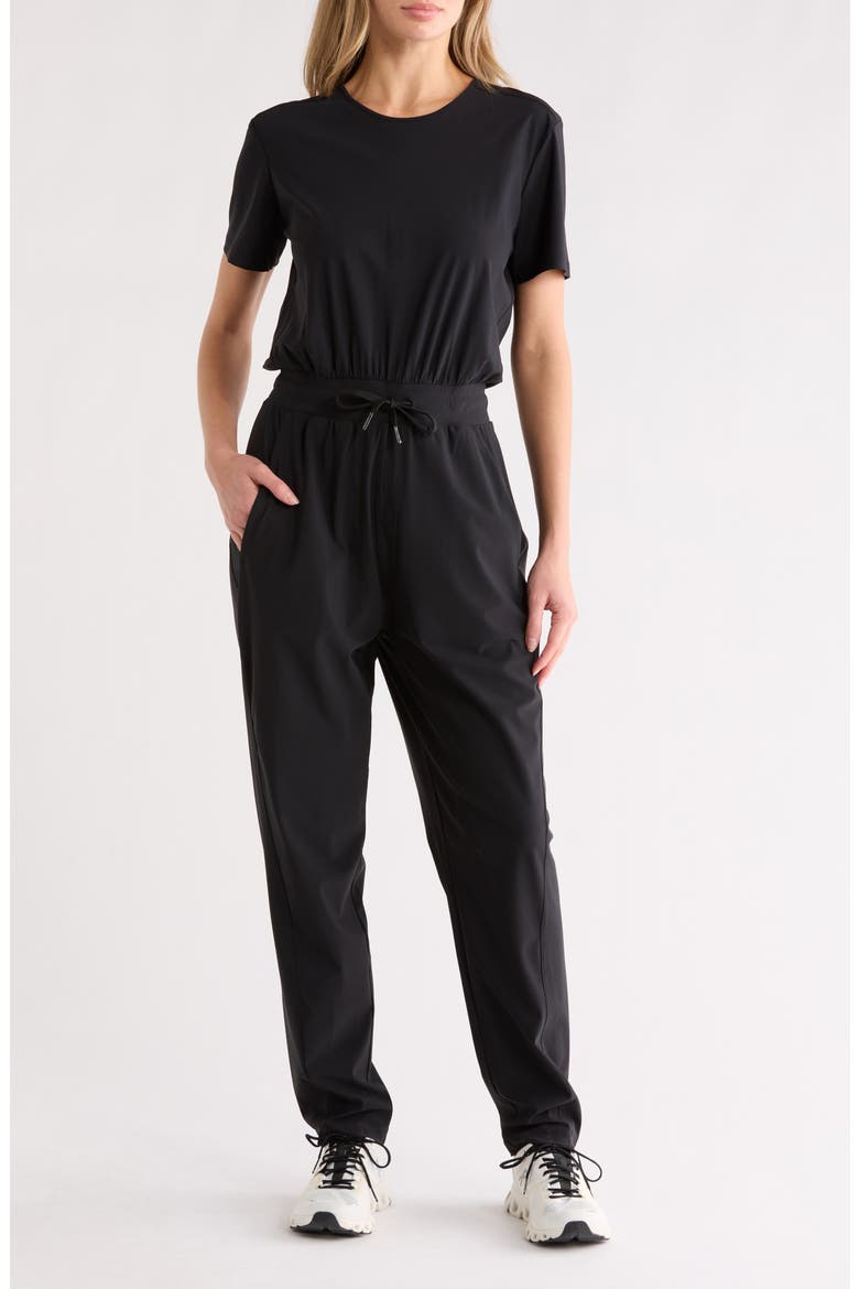Explorer Short Sleeve Jumpsuit, Main, color, BLACK