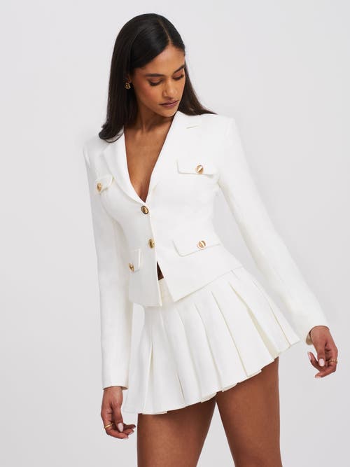 Miss Circle Oakley Structured Tailored Button Blazer Jacket In White