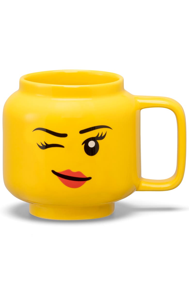 Classic Yellow Minifigures Winking Girl Ceramic Mug, 8.6oz, Alternate, color, Yellow