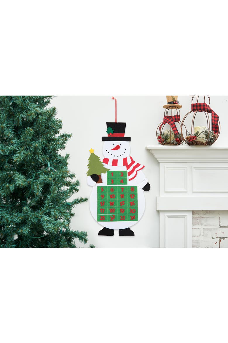 Snowman with Tree Christmas Countdown Calendar, Alternate, color, White