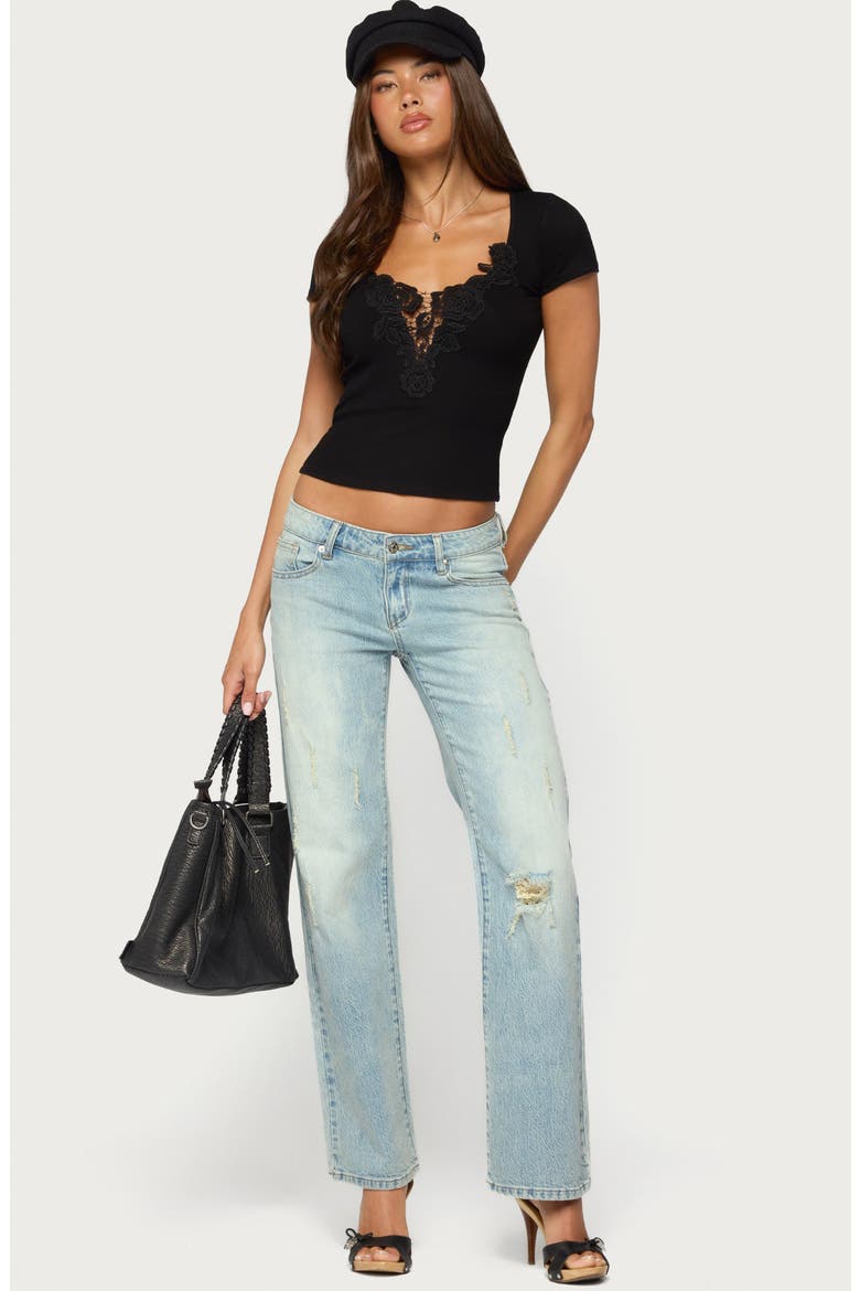 Aino Crochet Ribbed Top, Alternate, color, BLACK