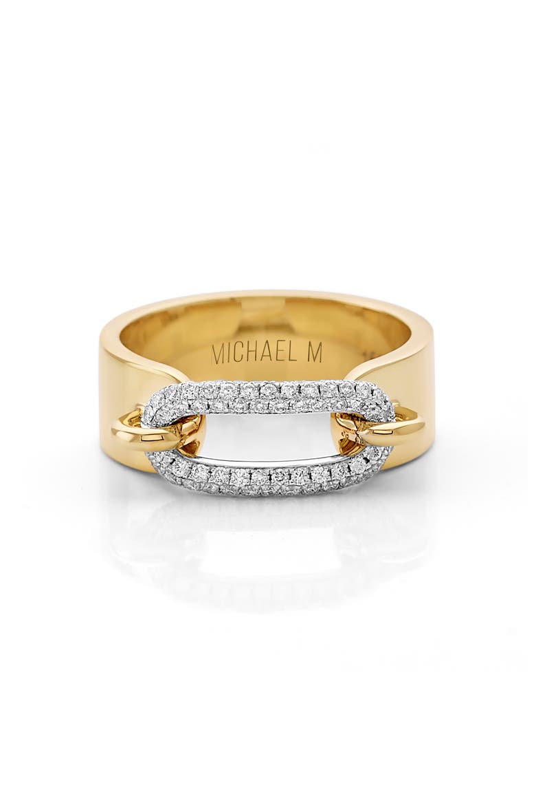 Luxe Link Pave Two Tone Ring, Alternate, color, Yellow and White Gold