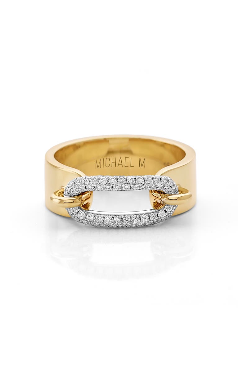 Michael M Luxe Link Pave Two Tone Ring, Alternate, color, Yellow And White Gold