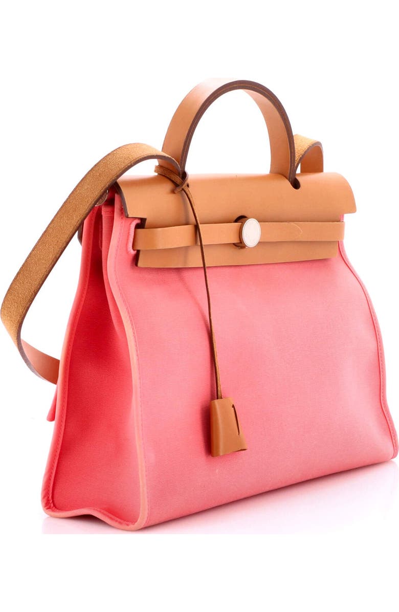 Pre-Owned Hermes Herbag Zip Leather and Toile 31, Alternate, color, Rose Azalee