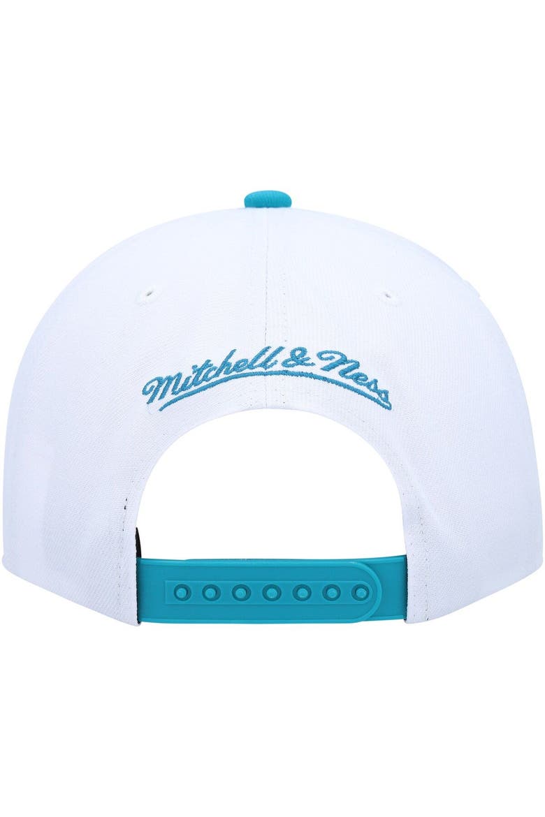Men's Mitchell & Ness White/Aqua San Jose Sharks Vintage Sharktooth Snapback Hat, Alternate, color, White