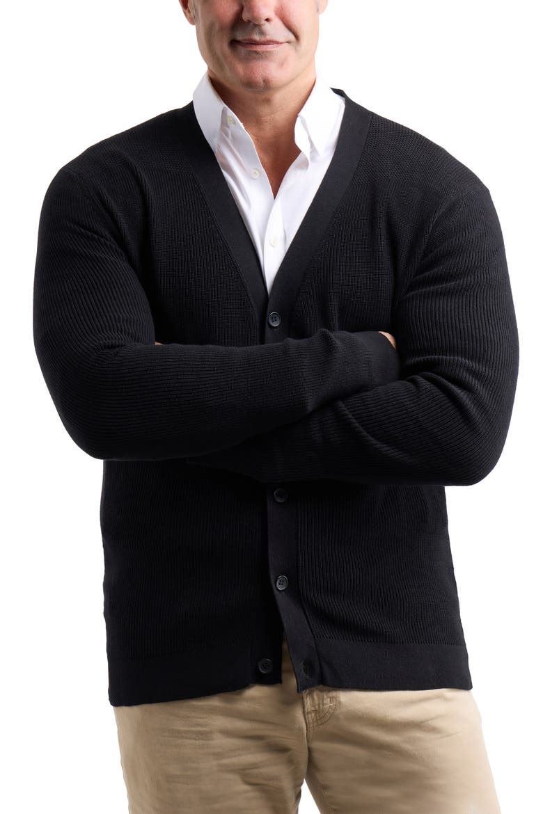 V-Neck Sweater Cardigan, Alternate, color, BLACK