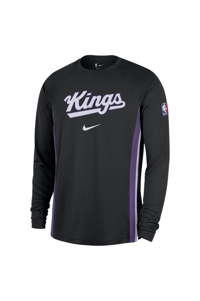 Men's Nike Black Sacramento Kings 2025/26 Authentic Pre-Game Legend Dri-FIT Long Sleeve Shooting Shirt, Alternate, color, Black