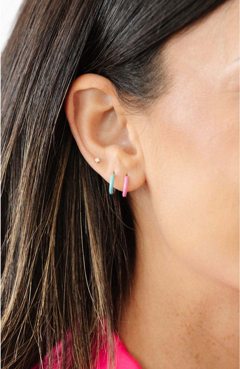 Pip Pop Enamel Hoop Earrings, Alternate, color, Blue