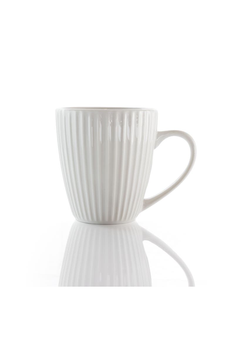 Elle 18 Piece Porcelain Dinnerware Set with 2 Large Serving Bowls, Alternate, color, White