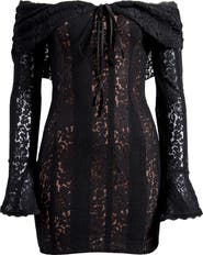 HOUSE OF CB Sadie Off the Shoulder Long Sleeve Lace Minidress