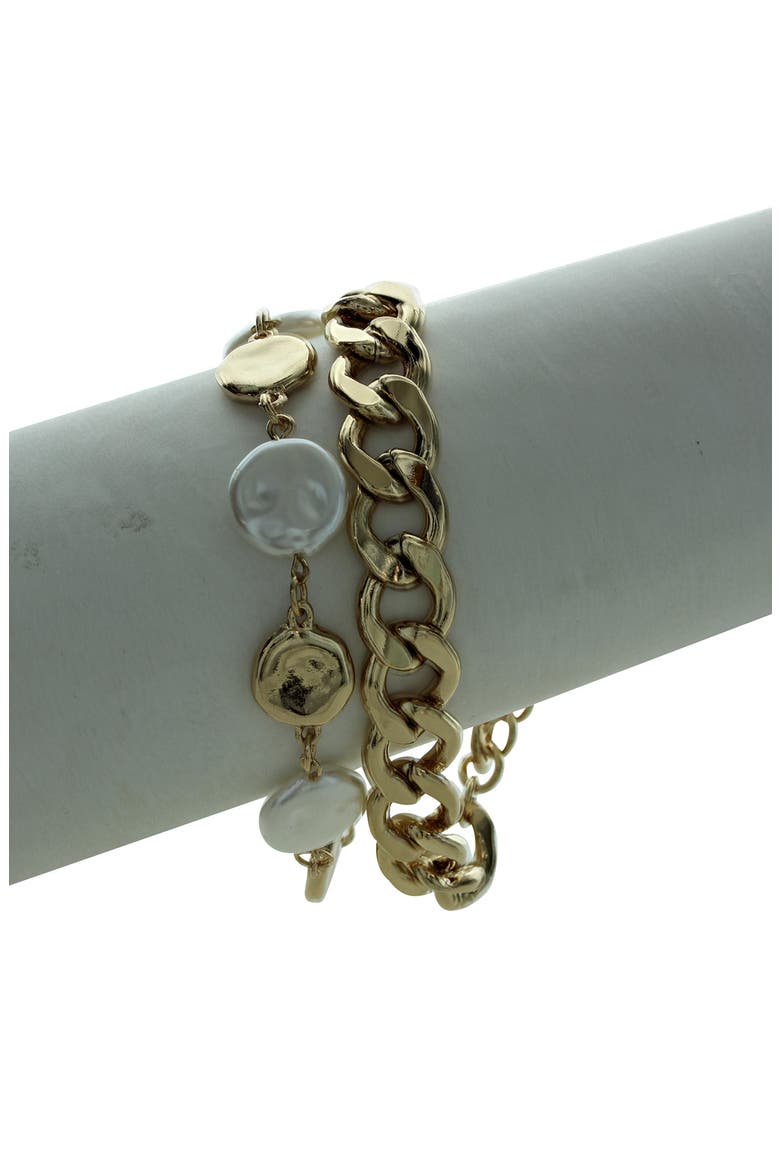 Lala Mixed Chain Bracelet Set, Alternate, color, GOLD / WHITE
