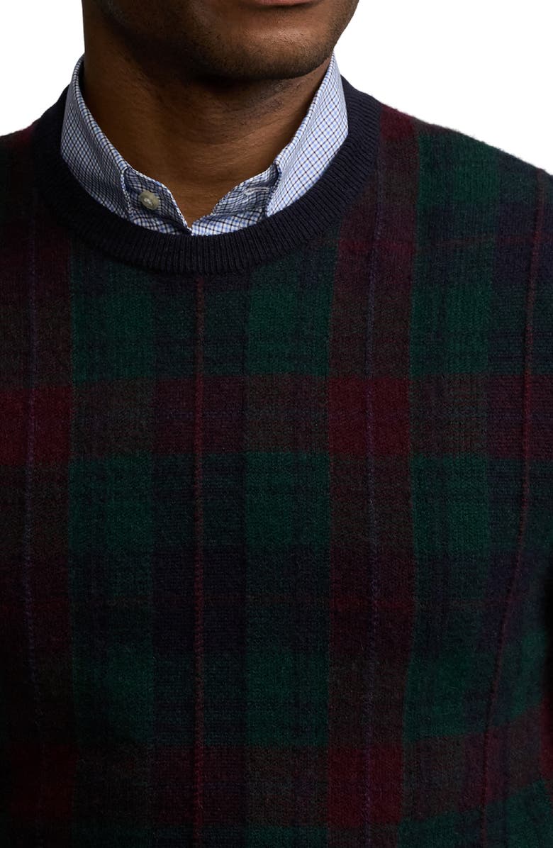 Ralph Lauren Purple Label Plaid Cashmere Crewneck Sweater, Alternate, color, 