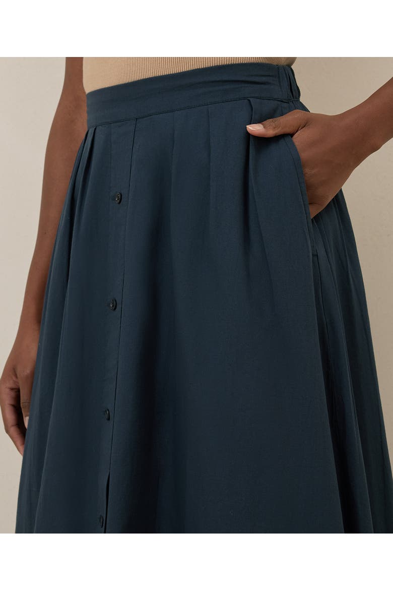 Organic Cotton Sunset Lightweight Cotton Button Skirt, Alternate, color, Midnight Blue