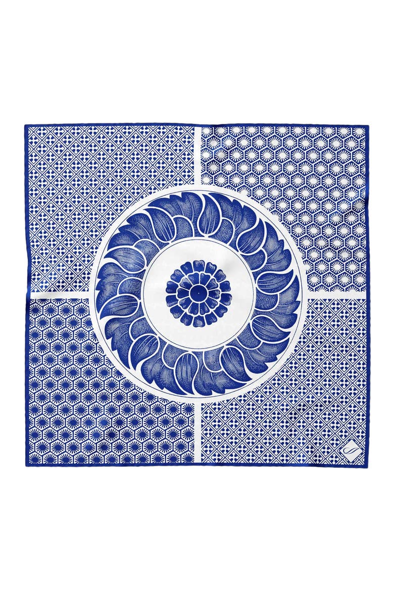 Feroni - Silk Neckerchief for Men, Main, color, Blue