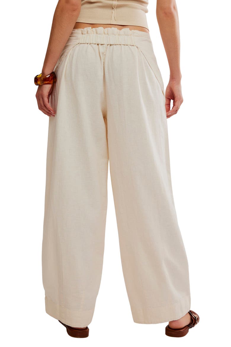 Demi Wide Leg Linen Blend Pants, Alternate, color, TEA COOKIE
