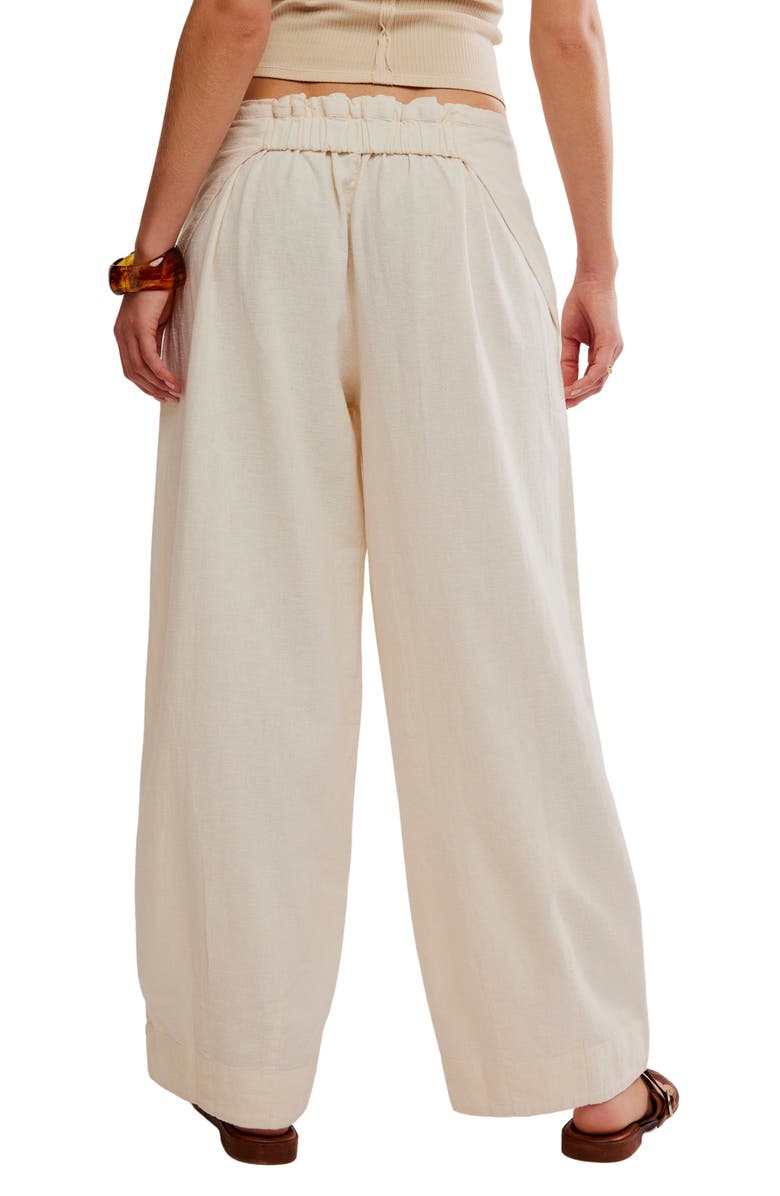 Free People Demi Wide Leg Linen Blend Pants, Alternate, color, Tea Cookie