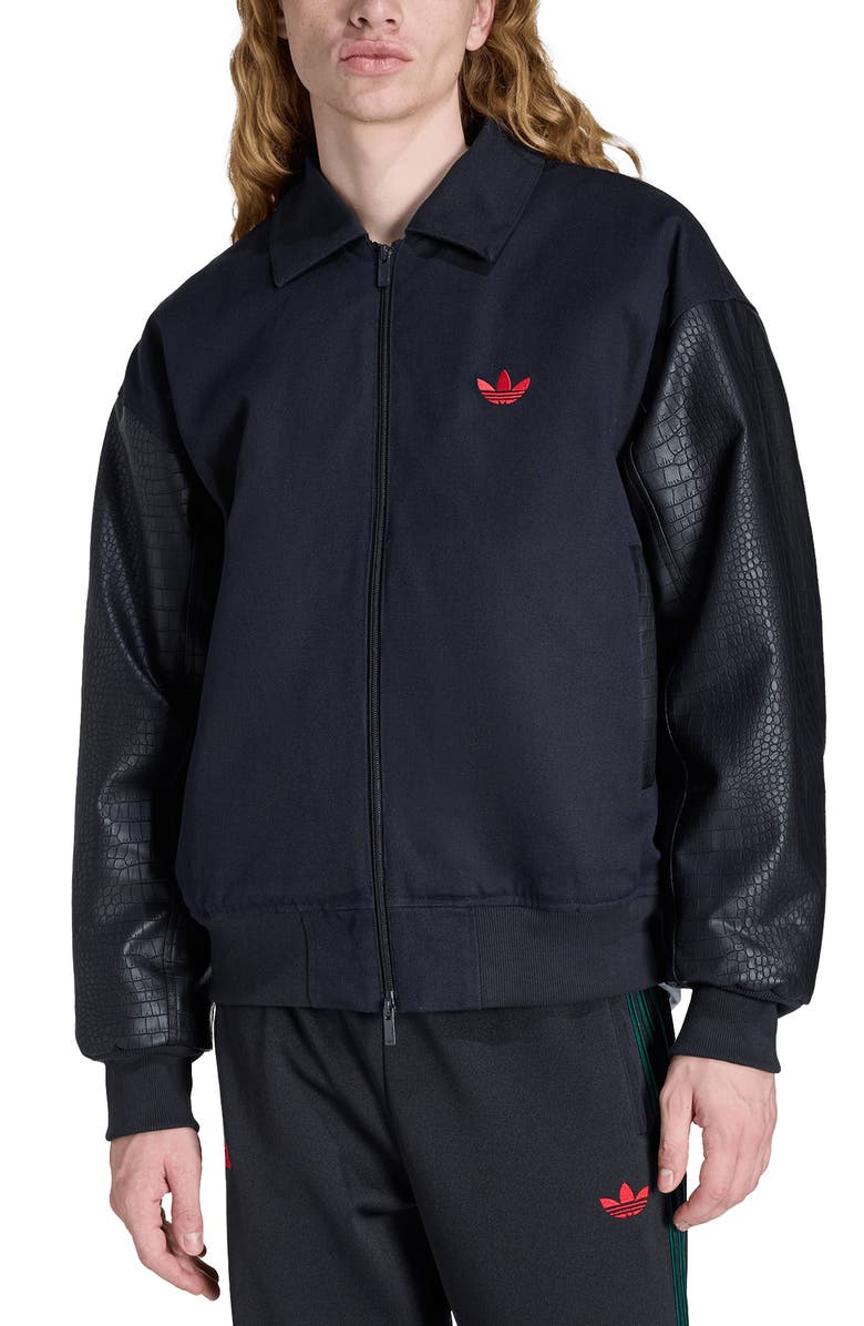 adidas Mixed Media Bomber Jacket, Main, color, Black/ /