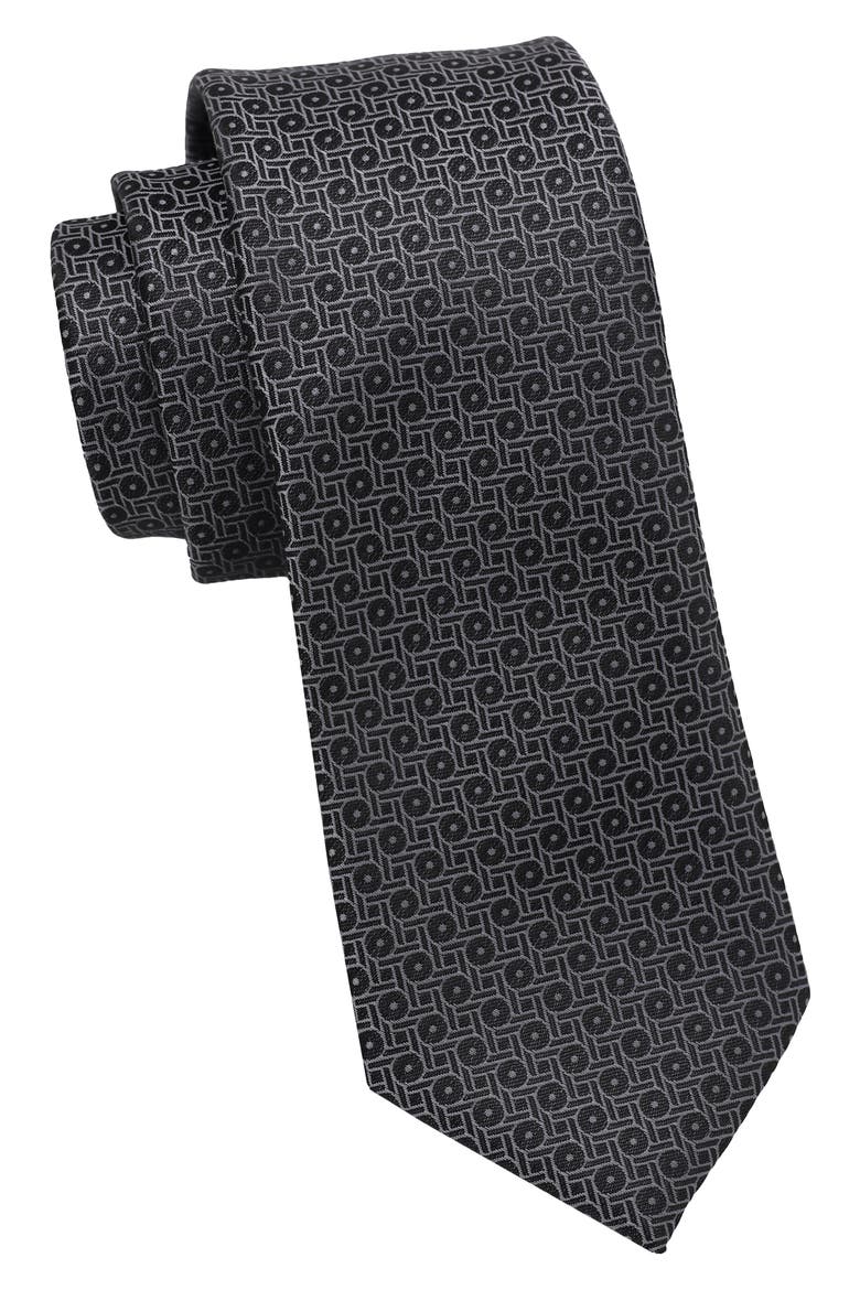Geometric Tie, Main, color, BLACK/ CHARCOAL