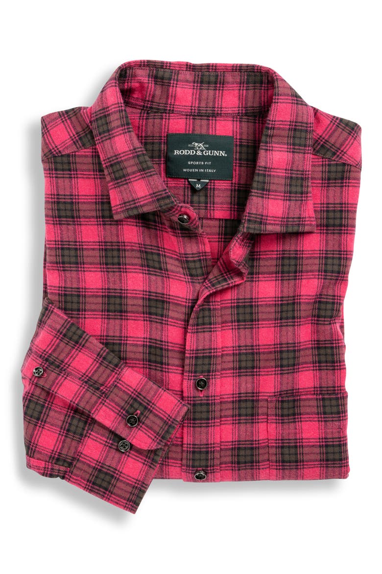 Radbrook Sports Fit Plaid Flannel Button-Up Shirt, Alternate, color, BUBBLEGUM