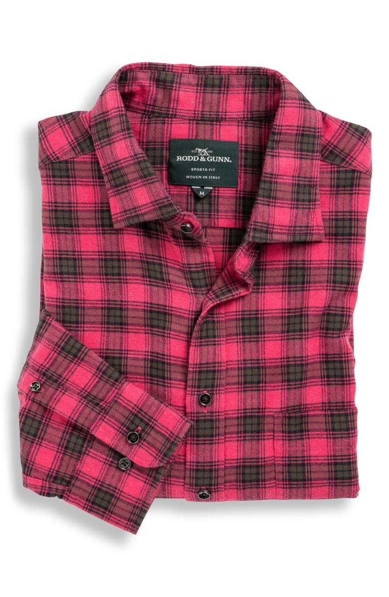 Rodd & Gunn Radbrook Sports Fit Plaid Flannel Button-Up Shirt, Alternate, color, Bubblegum