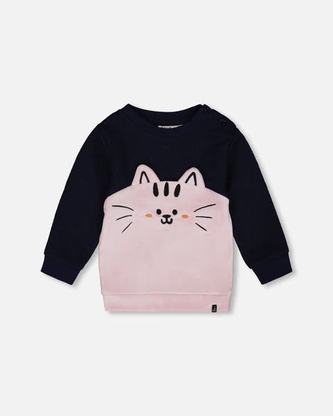 Long Bi-Material Top with Cat (Little Kid & Big Kid)