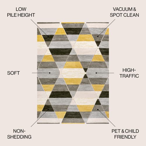 Jonathan Y Kehoe Retro Diamonds Geometric Area Rug In Yellow/gray/cream
