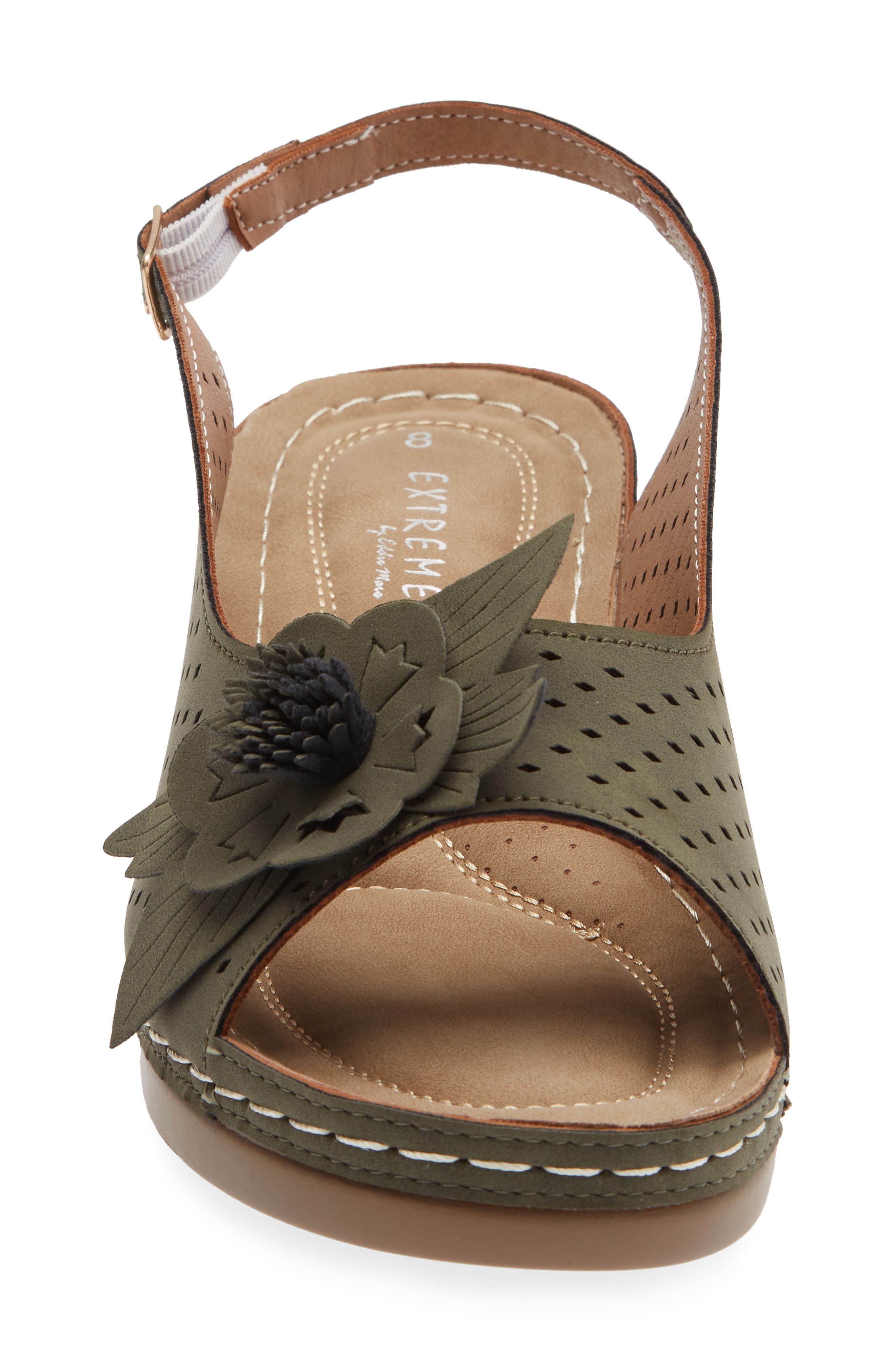Bethea Floral Appliqué Slingback Sandal, Alternate, color, GREEN